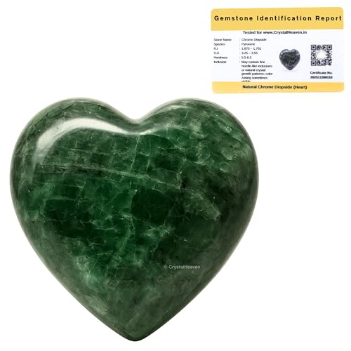 Image of Chrome Diopside Crystal Heart Palm Pebbles Stones for Anxiety Stress Relief Massage - AAA Grade Original Healing Gemstone Agate Heart Palm Stone for Yoga Meditation Spiritual