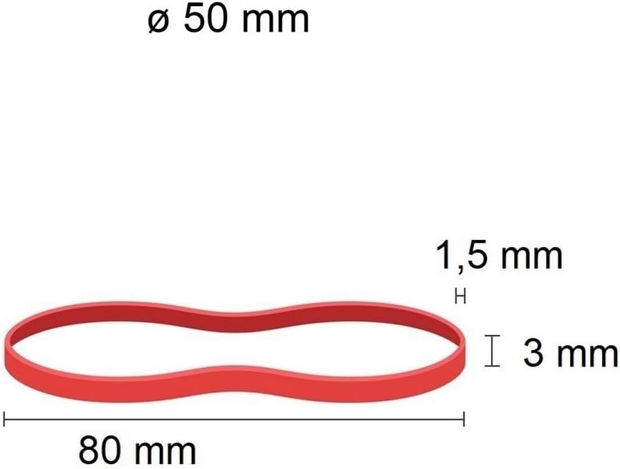 D.RECT - Elastic Band | 1 kg Bag | Rubber Ring | Size: 1.5 x 3 mm 1/2 Circumference 80 mm | Perfect for Household and Office | Reusable | Very Durable | Red