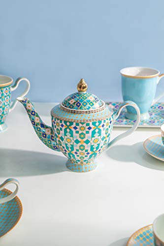 Maxwell & Williams Teas & C’s Kasbah Tetera de Porcelana con Infusor, 3 tazas / 500 ml – Verde - Imagen 6