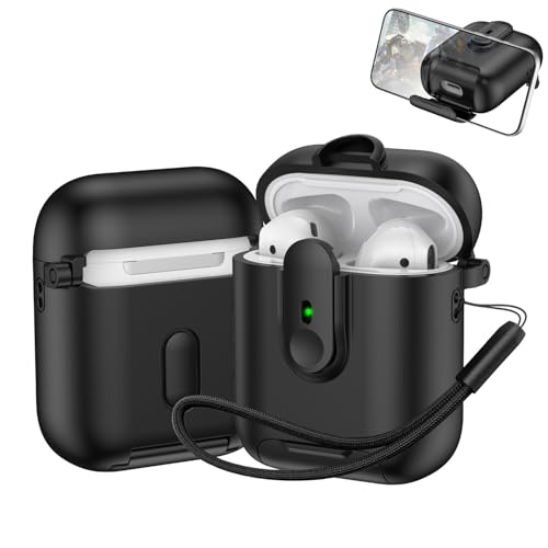 Étui AirPods Pro 2ème génération antichoc silicone noir rigide avec rabat de protection