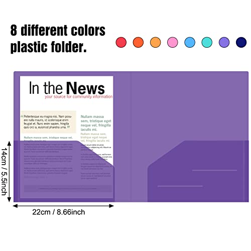 Eoout 24Pcs Plastic Pocket Folders With 2 Pockets For Office Students And School, Letter Size, A4 Size, 8 Assorted Colors #TOP2