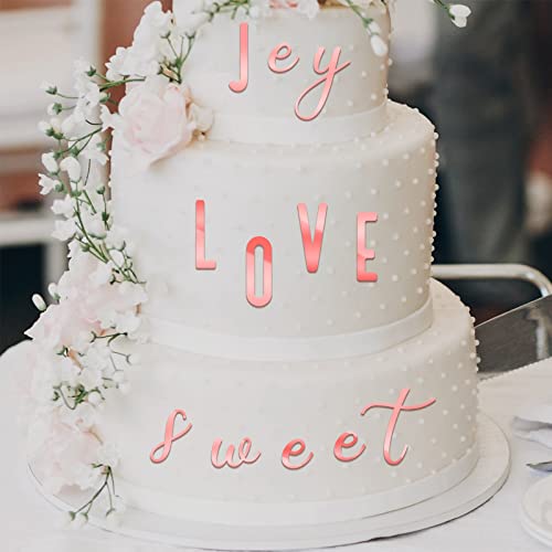 124 Pcs Acrylic Number Alphabet Cake Topper Diy Personalized Name Cupcake Toppers With A-Z Letter Custom Your Birthday Party Cake Topper 0-9 Number Cake Decoration For Wedding Baby Shower (Rose Gold) #TOP5