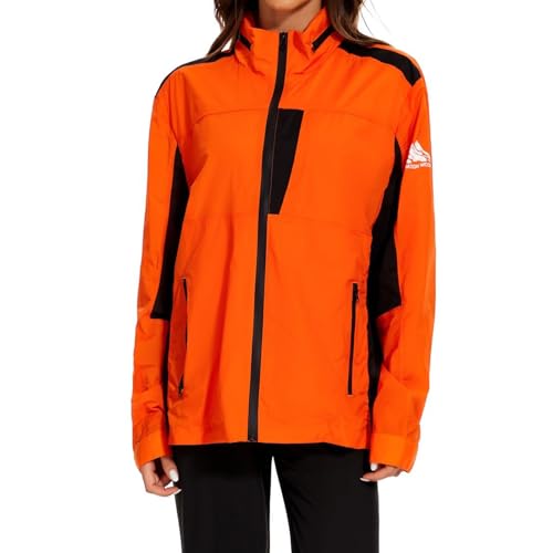 Conurbation Womens Cycling Running Rain Jacket Lightweight Waterproof Biking Hiking Windbreaker Raincoat with Detachable Hood (002-Orange-M