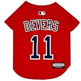 MLBPA Dog Jersey - Rafael Devers Calcaño #11 Pet Jersey - MLB Boston Red Sox Cat Mesh Jersey, Large