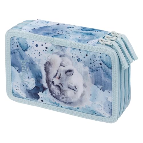 Baagl 3 Fach Federmäppchen Mädchen, Schulmäppchen für Schreibwaren, Schulsachen Federtasche, Federmappe, Mäppchen für Schule (Polar)