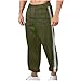 Men's Fashion Sweatpants Spring Loose Fit Athletic Pants with Side Stripes Comfortable for Casual and Sports Wear（Army Green，Large）