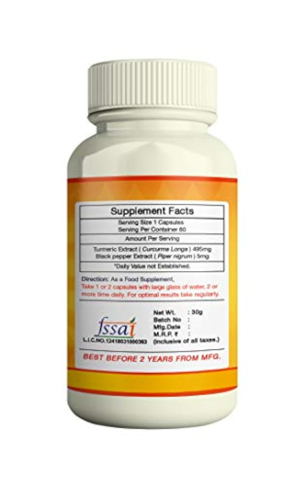 ERBZENERG Curcumin Extract, 60 Capsules Pack of 2
