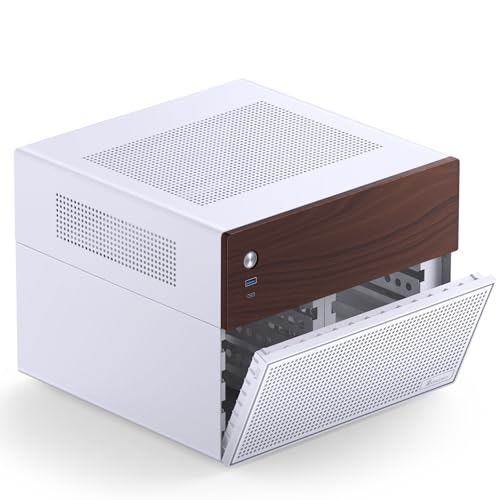 Image of JONSBO N4 White NAS Pc Case, Walnut Wood, 8-Drive Bay /6 * 3.5 inchHDD (4 hot-swap,2 Non hot-swap), 2 * 2.5SSD,Micro ATX Chassis USB3.2Gen2Type-C, 1x120mm Fan Built-in, White