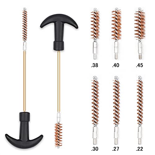 Pistol Cleaning Kit Universal Gun Cleaning Handgun Kits 9Mm.22 .357 .38/ .40 .45 Caliber With Bronze Bore Brush,Flexible Cable,Oil Applicator,Gloves,6 Inch Cotton Swabs,Cleaning Patches,Cotton Mop #TOP2