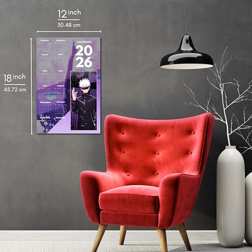 Image of 2026 Anime Calendar - Gojo Satoru from Jujutsu Kaisen | 12 inch x 18 inch size | Wall Decoration Aesthetic Calendars