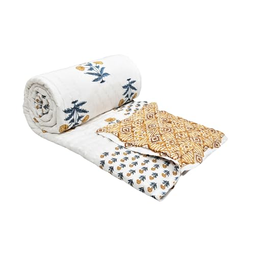 Image of BLOCKS OF INDIA Hand Block Printed Cotton King Size Quilt /Rajai | Design 46