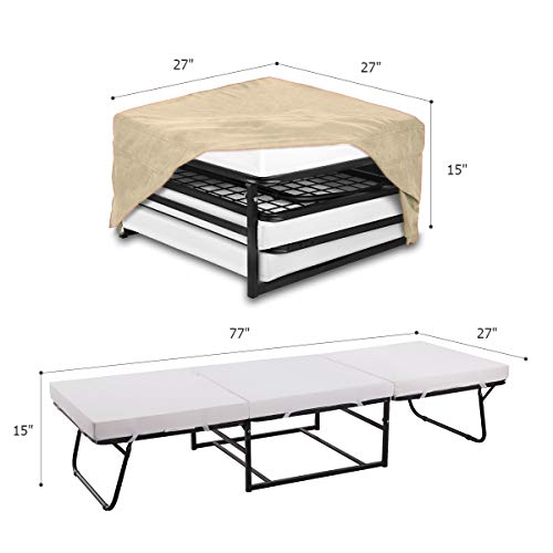 NOVA_FURNITURE Space Saving Folding Ottoman Sleeper Guest Bed (2nd Generation) with Safe, Comfortable and Durable Updates, Beige