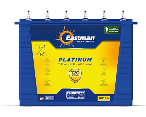 Image of Eastman EM18120TT | Tall Tubular | 180 AH Inverter Battery |Warranty 120 (60+60) Months for Home & Office