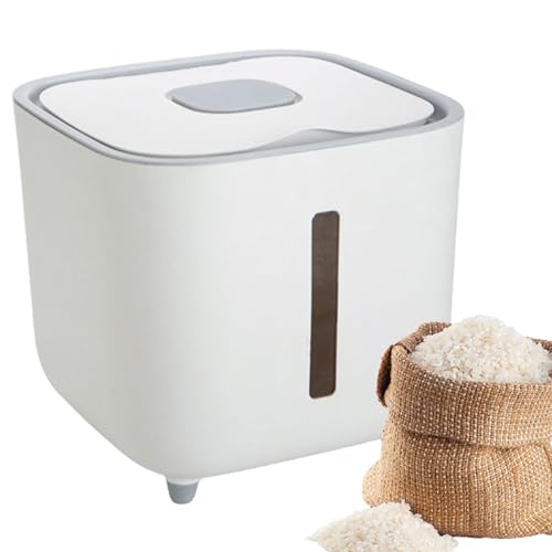 Distributore Di Riso - Contenitore Di Stoccaggio Ermetico Per Riso Da 10 Kg Con Finestra Trasparente | Vassoio Per Cereali, Alimenti Secchi, Farina, Distributore Di Cibo Per Animali Domestici, Vassoio