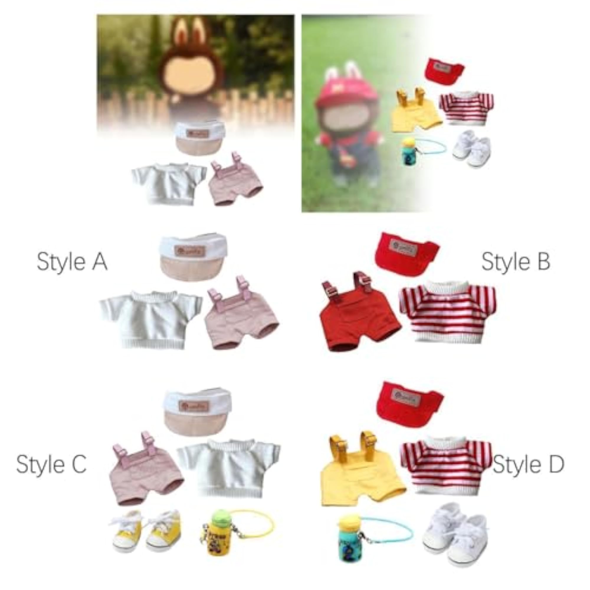 Plush Doll Clothes for 15cm and 17cm Dolls, Comfortable Pretend Play