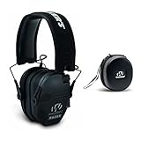 Walker's Razor Slim Shooter Electronic Hunting Folding Hearing Protection Earmuffs with 23dB Noise Reduction and Shockproof Carrying Case, Black