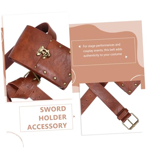 1set Medieval Renaissance Embossed Sword Belt Loop for Cosplay and Stage Use Retro Design for Historical Costumes and Accessories Brown3