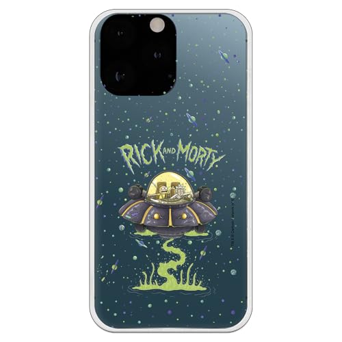 Coque souple iPhone 15 Pro Rick & Morty UFO protection gel silicone noir transparent