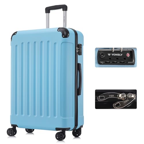 yonsly Koffer Suitcase, Trolley Reisekoffer, Rollkoffer Handgepäck mit 4 Rollen 360°, ABS Hartschalen, Sicherheitsschloss, Weicher Gummigriff, 210D-Futter