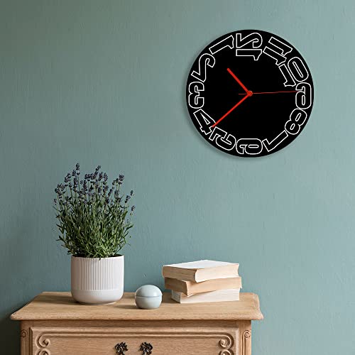 The Geeky Days Backwards Wall Clock Big Numbers Battery Operated Non Ticking Reverse Quartz Black Acrylic Wall Watch Home Minimalist Decor Run Counter 12Inch Round Timepieces #TOP6