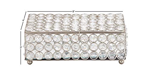 Deco 79 Glam Metal Rectangle Jewelry Box, 8" X 4" X 3", Silver #TOP6