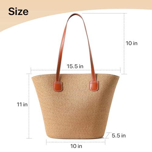 Image of Straw Bags For Women | Travel Straw Totes Bag, Summer Woven Shoulder Bag Handbag