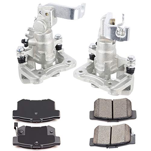 Image of SCITOO Rear Left & Right Brake Kit [4] Brake Pads [2] Brake Disc Calipers w /Bracket Compatible With 1998-2007 for Honda for Accord