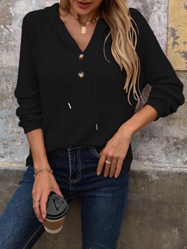 Women's Long Sleeve Hooded Sweater Solid Color Elegant Office Pullover3