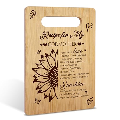 Godmother Cutting Board Gifts, Wood Charcuterie Boards Gifts For Godmother, Birthday Mother's Day Gifts For Godmother, Kitchen Decorations Gifts, Recipe For Godmother Bamboo Cutting Board Gifts -A11