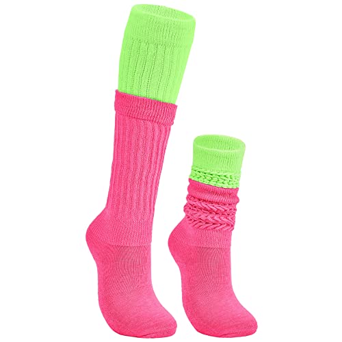 Image of Zando Slouch Socks for Women - 80s 90s Knee High Scrunch Socks Soft Long Stacked Boot Sock Warm Winter Sock Daily Wear