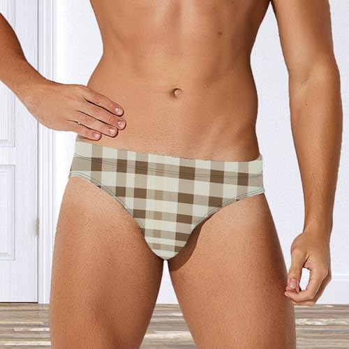 Traditional Plaid Mens Swim Briefs Quick Dry Swim Trunk Bikini Underwear Swimsuit4