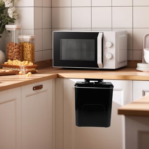 Caneca de basura para cocina con doble compartimento 9L negra miniatura 7