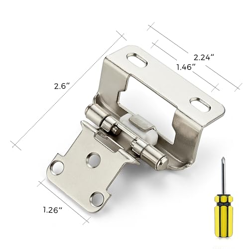 Image of Ravinte 50 Pack 25 Pairs 1 /2 inch Overlay Kitchen Cabinet Hinges Self Closing Cabinet Door Hinges Kitchen Cabinet Semi Wrap Around Hinge For Face Frame Cabinet Satin Nickel Face Mount Cabinet Hardware