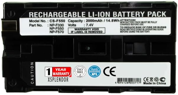 Replacement Battery for Sony DCR-TR7000, TR8000, TRU47E, TRV110E, TV900E, VX9000 MVC-CD1000, MVCFDR3, PLM-A35, Part NO Sony NP-F330 NP-F530 NP-F550 NP-F570