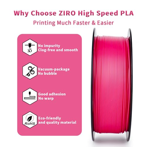 Image of ZIRO High Speed Filament 1.75mm, Up to 600mm /s, HS-PLA 1KG Spool, Magenta | Fit for Most FDM 3D Printer, 1.75mm 1KG Spool, Dimensional Accuracy + /-0.03mm, Colorful PLA FilamenT