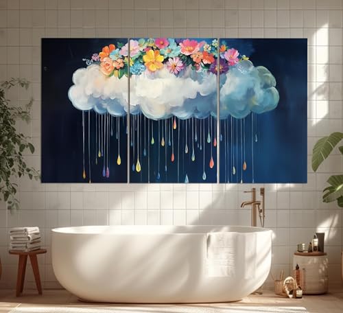 Tableau de nuages abstrait 60x80cm déco murale florale encadrée - 2