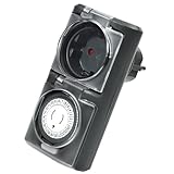 Zeitschaltuhr Aussenbereich, 24-Stunden-Mechanische Zeitschaltuhr Steckdose Outdoor, IP44 Wasserdicht, Timer Steckdose mit Kindersicherung & Schutzabdeckung, für Poolpumpen, Lichter, Weihnachtsdeko