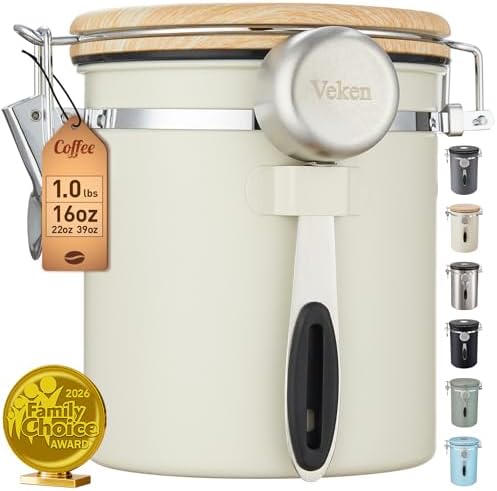 Veken Coffee Canister, Airtight Stainless Steel Food Storage Cont...