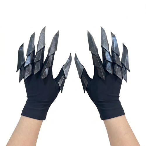 TYZAXOOS Articulated Gothic Claw Gloves Flexible Mechanical Finger Armor Props for Cosplay Halloween and Parties (Metallic Both Hands)