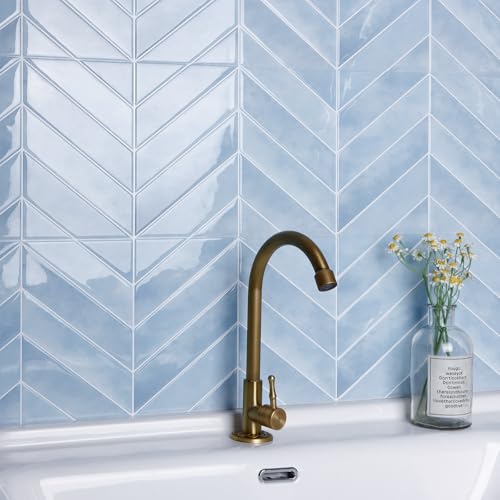 Image of Stick Tiles Peel and Stick Backsplash of 11.4 inch X 9 inch - 3D Adhesive Peel and Stick Wall Tile for Kitchen, Bathroom, Living Room, etc. (10, Ice Blue)