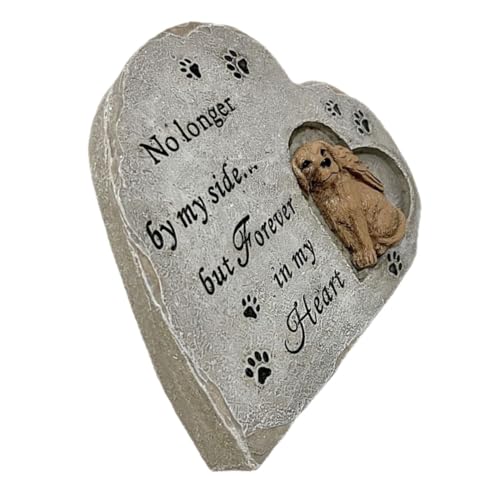 SHINEOFI Pierre Commémorative pour Chien Cœur en Résine Résistante Statue Funéraire Petit Format Ornement Mémorial Jardin pour Animaux De Compagnie Convient Aux Propriétaires De Chiens