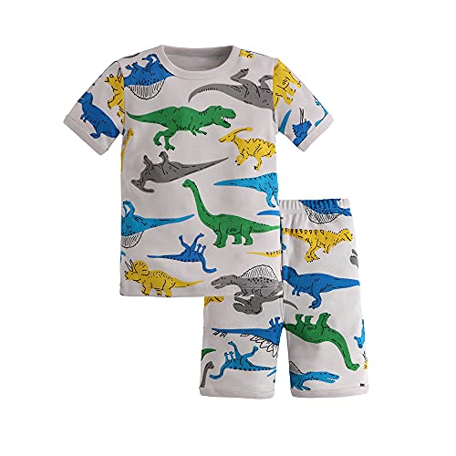 Pijama Corto de Verano para Niño, Morbuy bebé Niño Dos Piezas Conjunto de Pijamas 100% Algodón Camisa de Manga Corta Camisetas y Pantalones Cortos Conjunto 3-8 Años (Dragón sinuoso,4T/105)