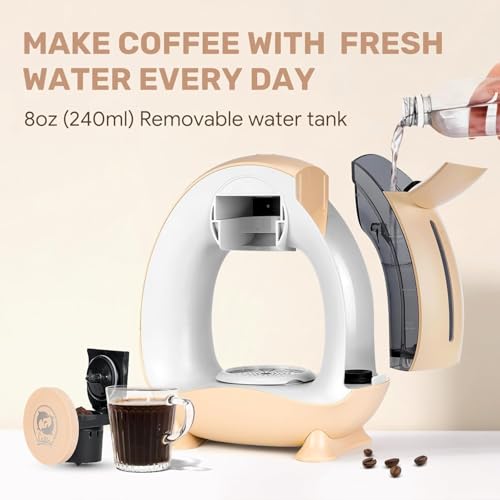 Image of Coffee Maker with Single Serve Pod and Grounds, 2-in-1 Coffee Maker, Compatible with K-Cup Pod & Coffee Grounds /Tea, Compact Design, 120-240ml Capacity (Cream)