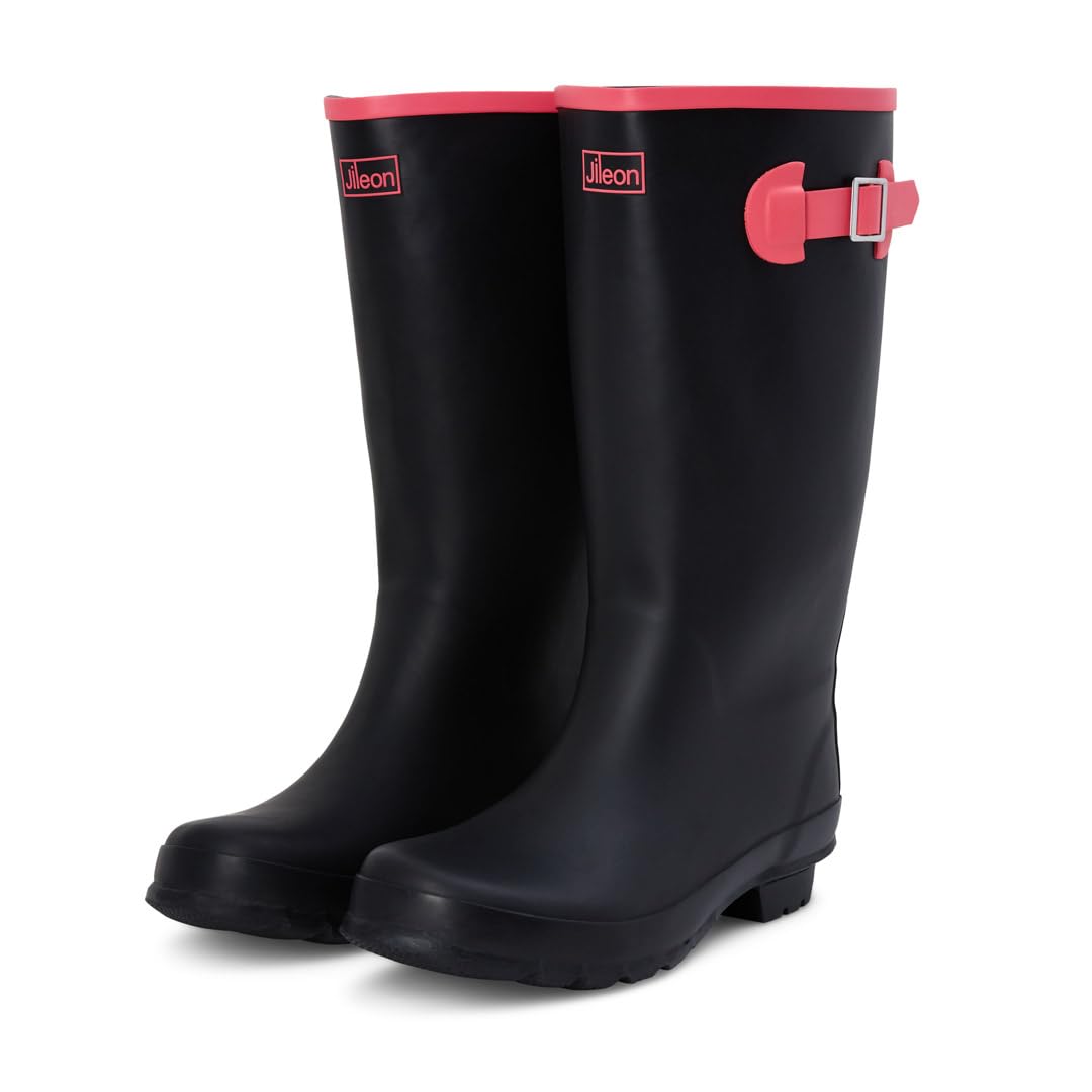 Jileon Wide Fit Womens Rain Boots - Fit up to 18” Calves - Unique Design For Wide Feet, Ankles & Calves