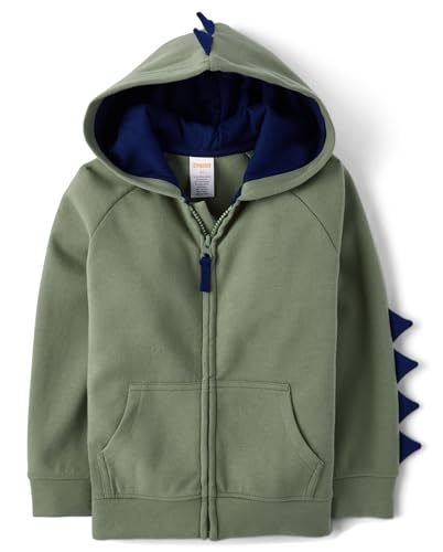 Gymboree,and Toddler Long Sleeve Zip Up Hoodie,Olive Dino,7