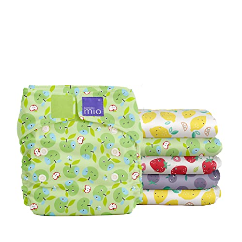 Image of Bambino Mio, Miosolo Classic Reusable Cloth Diapers Set, Adjustable Size, Cute Fruit, Pack of 6