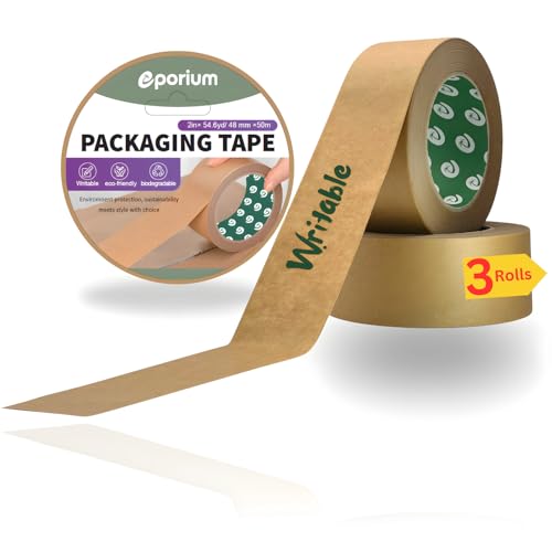Brown-Packing-Tape-Self-Adhesive-Biodegradable-Paper-Tape-Eco-Friendly-Heavy-Duty-Writable-Uncoated-Packing-Tape-for-Box-Carton-Shipping-Sealing-Moving-3-Rolls-2-inch-x-55-Yard