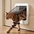 LIBBEPET Cat Door Interior Door, Push & Turn 4-Way Lock Indoor Cat Doors, Reinforced ABS Frame Pet Doors for Cats Up to 18 lbs, Easy DIY Installation for Interior and Exterior Doors, Lagre
