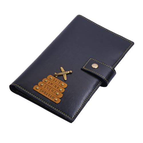 Image of The Junket Passport Holder for Family 4 - Personalized Travel Wallet Organizer, Custom Vegan Leather Passport Cover for Family Trips, Sleek ID & Document Organizer for Travel, (Black 2)