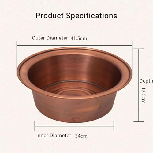 Lavabo para pies de cobre puro con borde liso artesanal miniatura 5